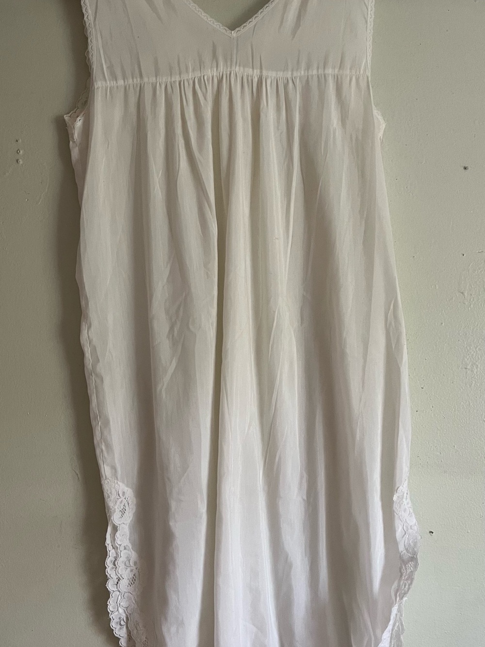 Women's Lace-Trim Cotton Nightgown in Ivory - Picture 6 of 9